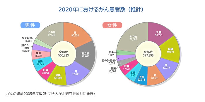 2020年におけるがん患者数（推計）